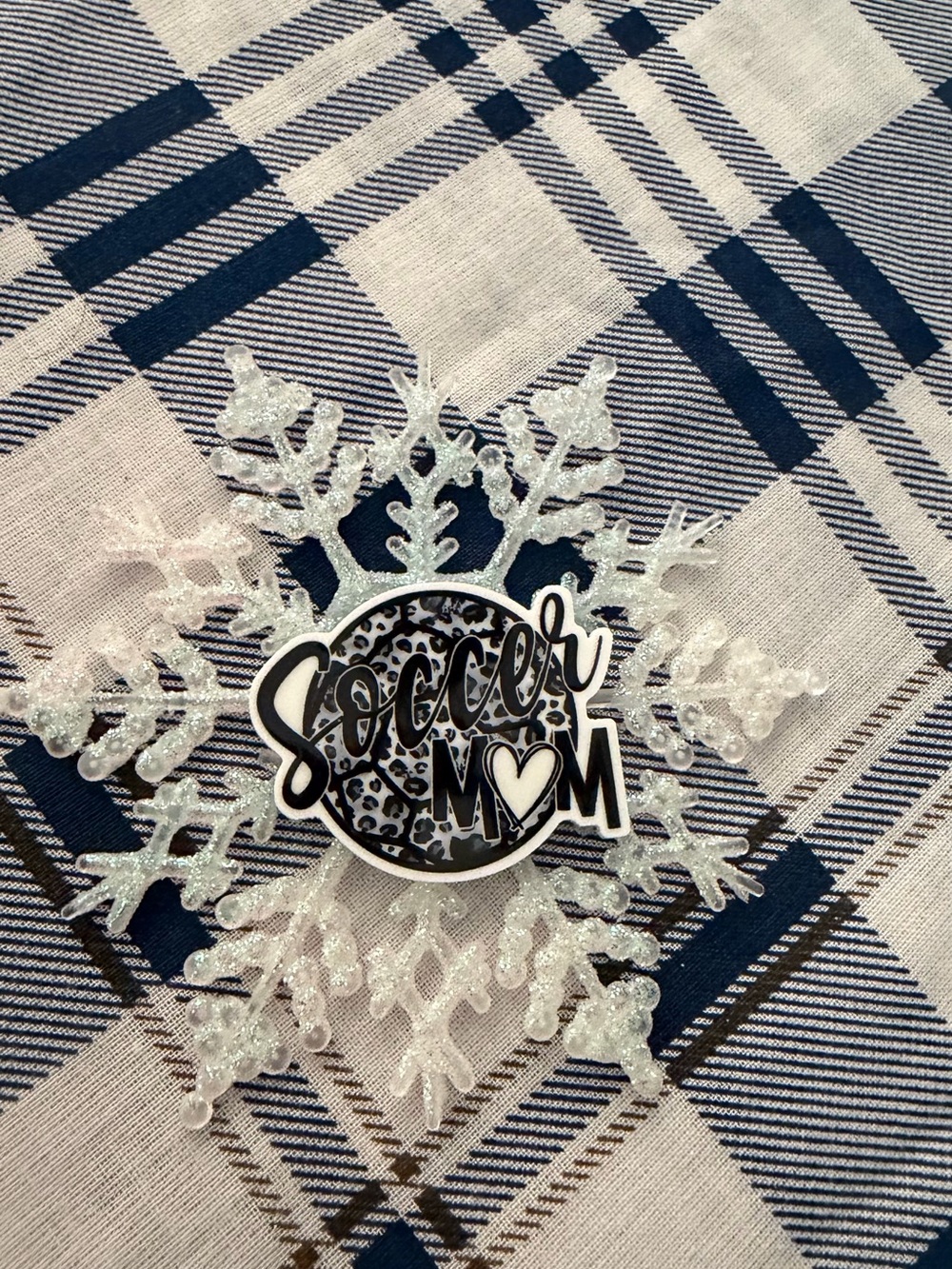 Soccer Mom Snowflake ornament
 - White, Black, Navy